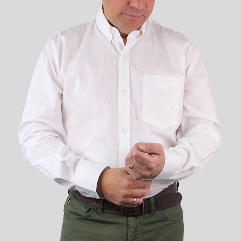 LEC LEE - Camisa formal con textura para Hombre Blanca M