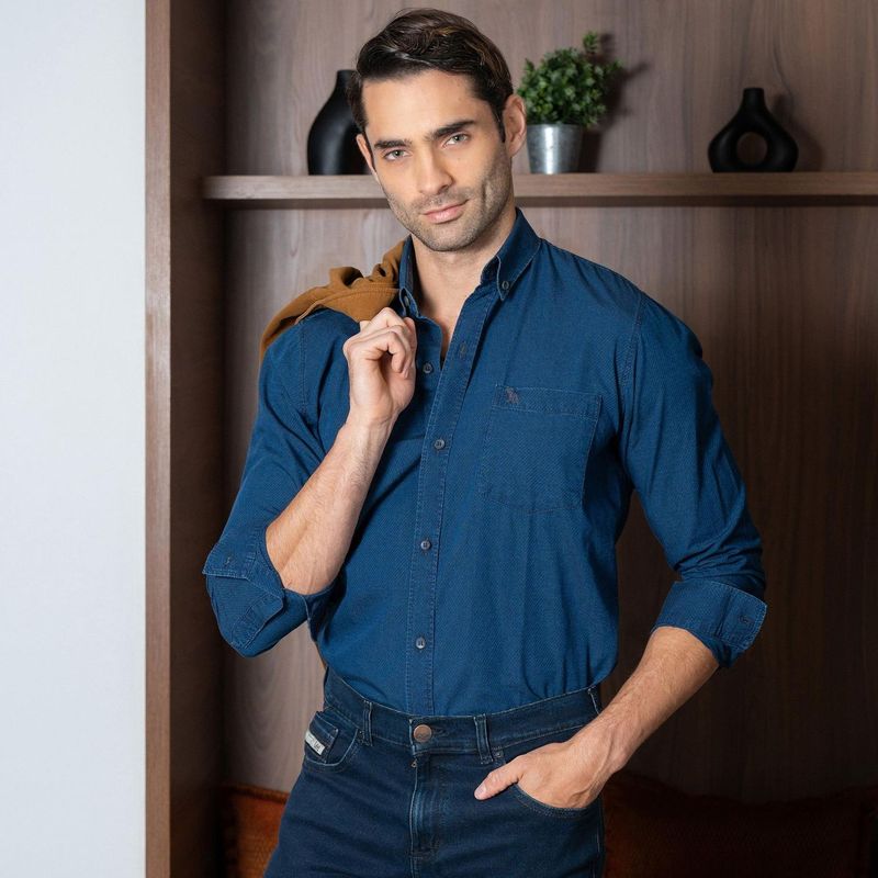 LEC LEE - Camisa para hombre Lec Lee - Azul Oscuro
