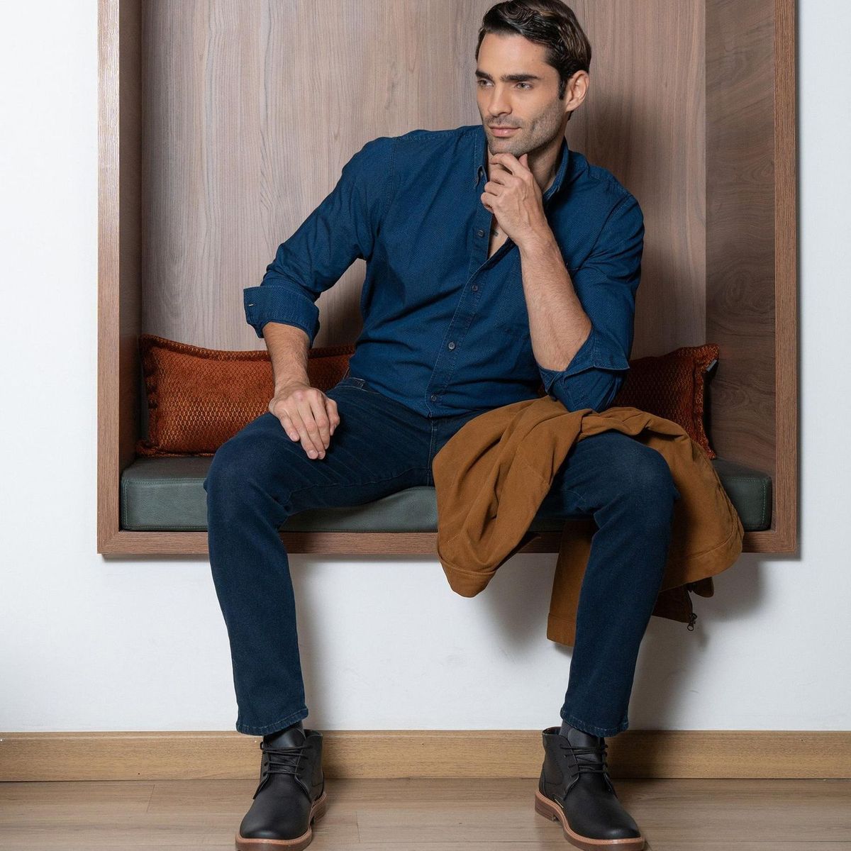 LEC LEE - Camisa para hombre Lec Lee - Azul Oscuro