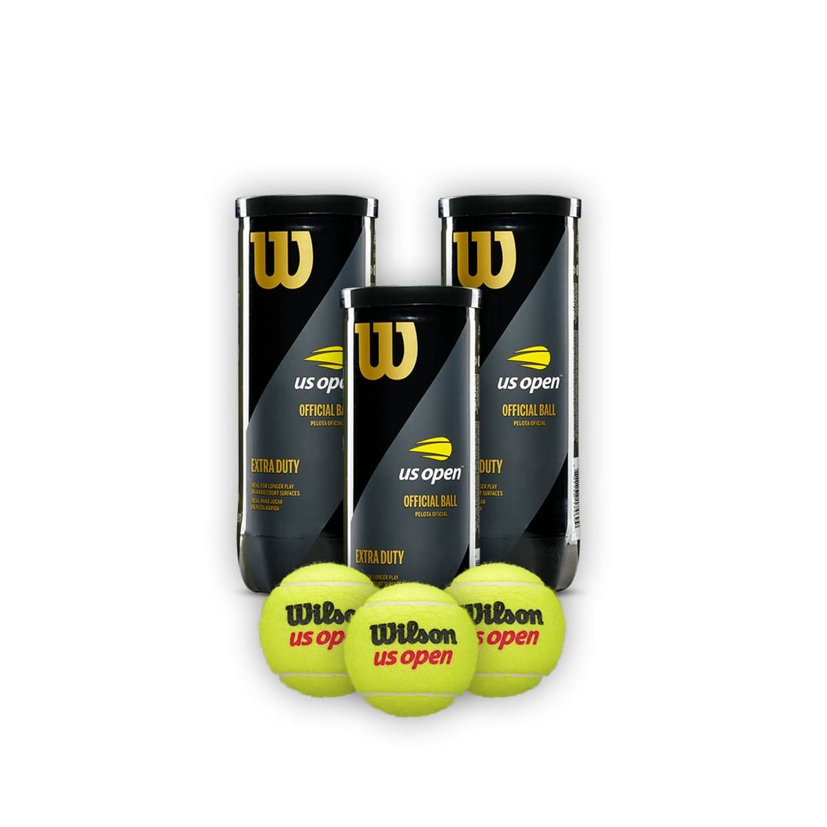 WILSON - Combo 3 Tarros Pelotas de Tenis Wilson Us Open Extra Duty