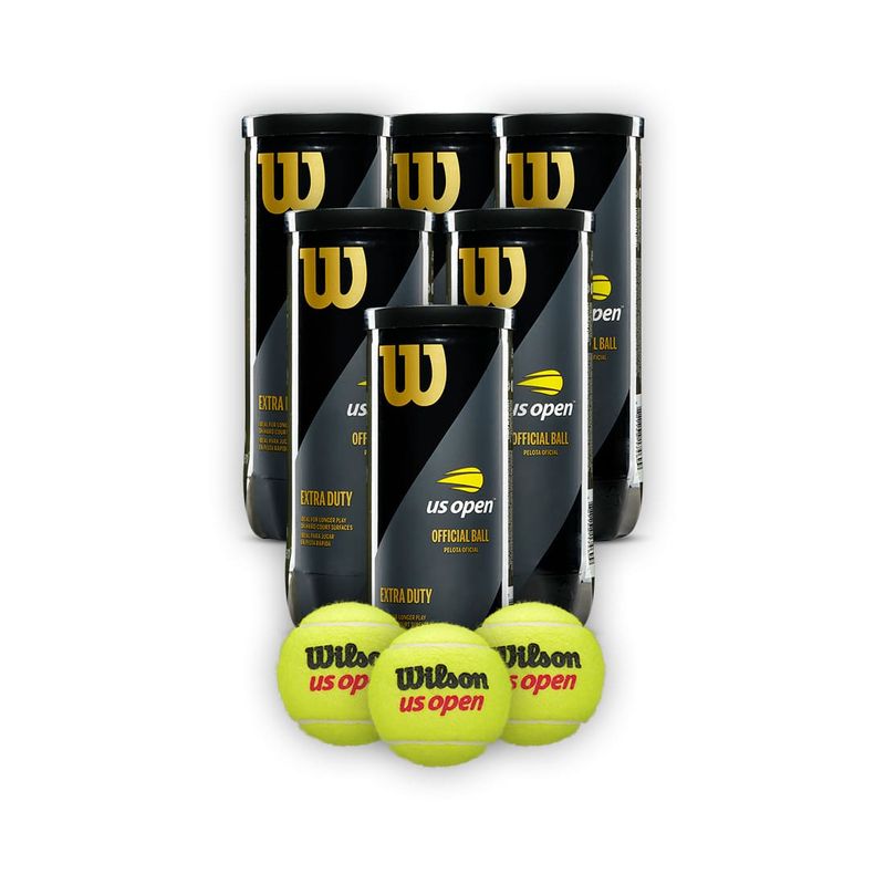 WILSON - Combo 6 Tarros Pelotas de Tenis Wilson Us Open Extra Duty