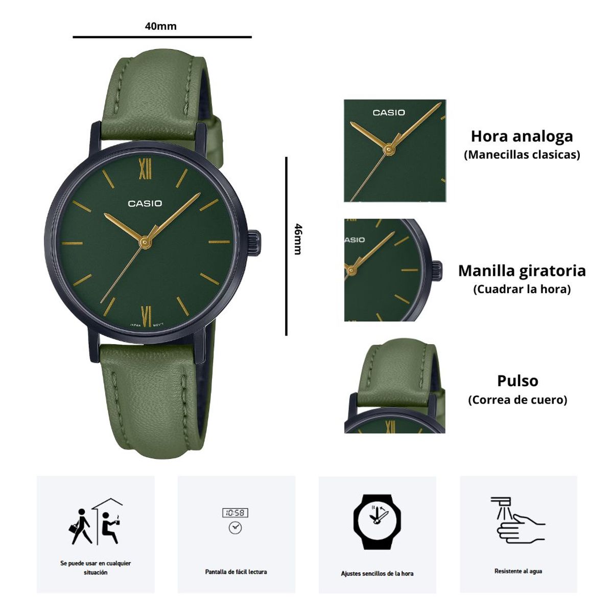 CASIO - Reloj Casio Modelo LTP-VT02BL-3A Diseño Casual