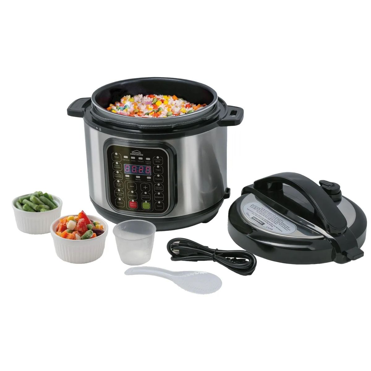 HOME ELEMENTS - Olla Eléctrica Home Elements Heom4202ss Negra 800w 12 Funciones