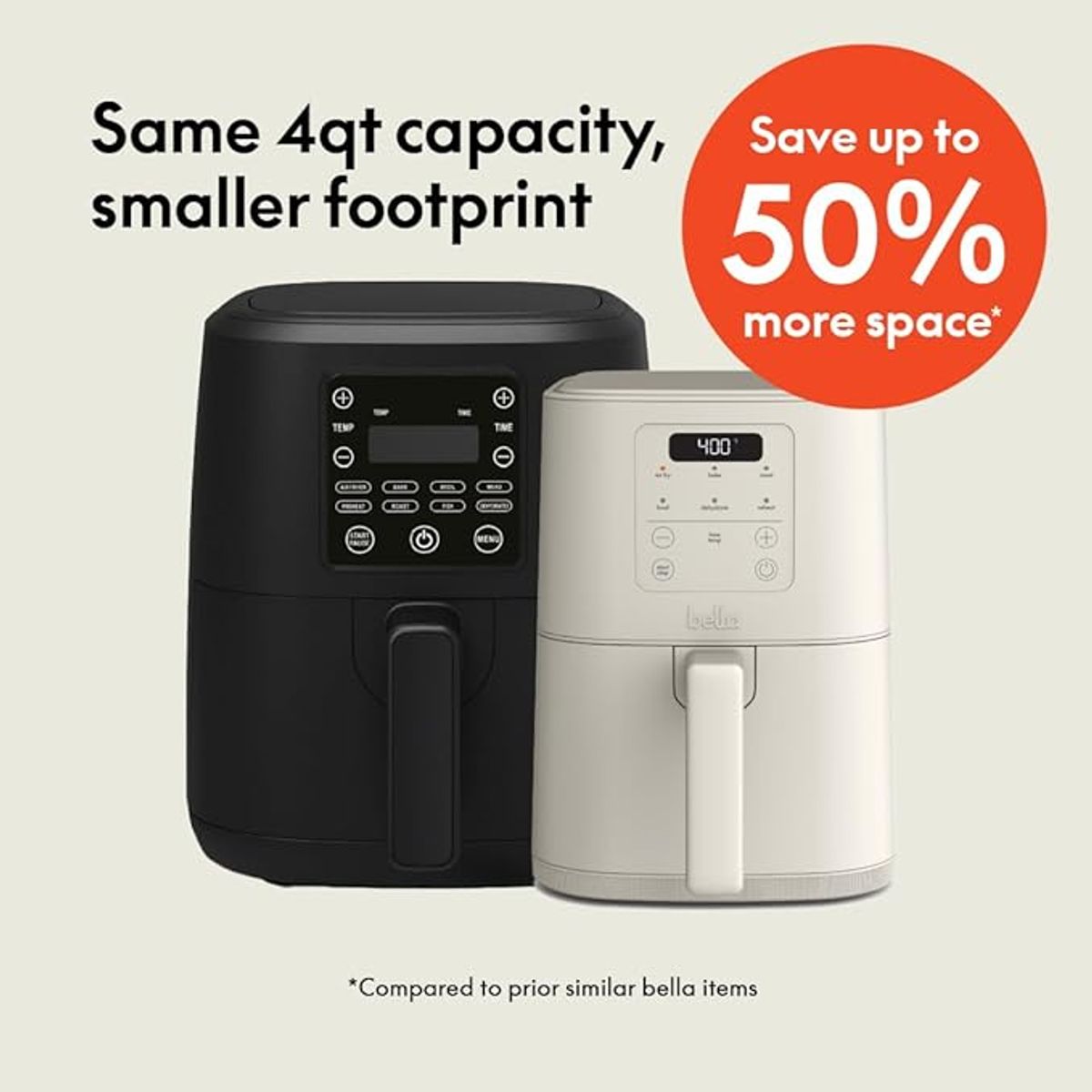 BELLA - Freidora de aire Bella 4Qt 6 opciones 33lb ajuste temp