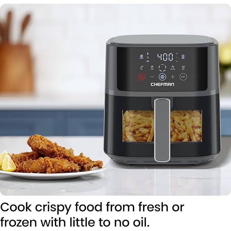 CHEFMAN - Freidora de Aire Chefman 6QT Hi-Fry Ventana 4 Presets