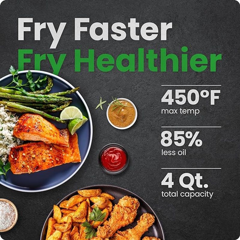 CHEFMAN - Freidora de Aire Chefman 4QT Tecnología Hi-Fry Pantalla Táctil