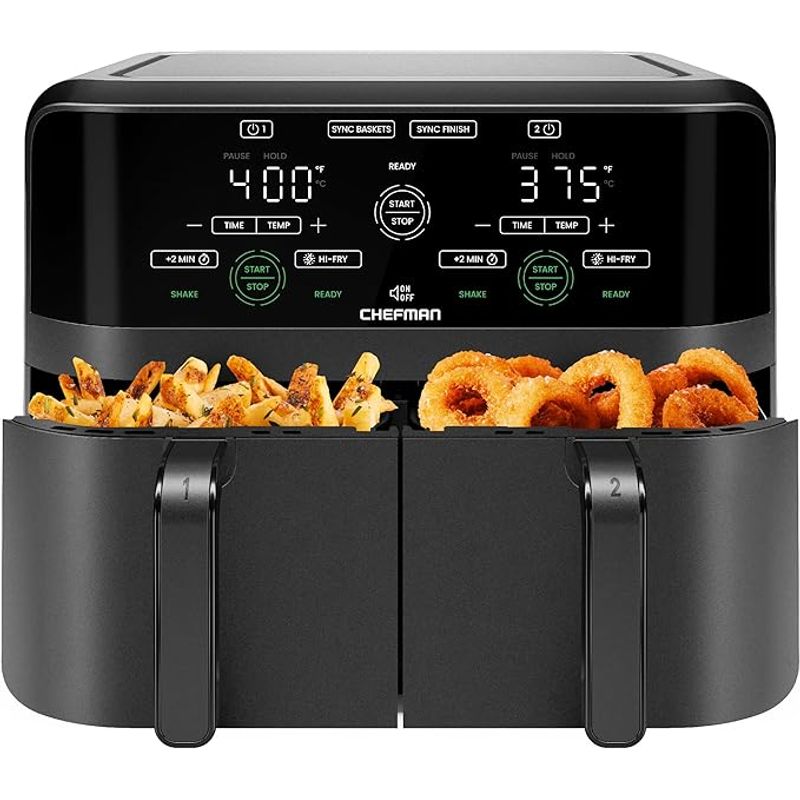 CHEFMAN - Freidora de aire Chefman 6 Qt pantalla táctil modelo dual