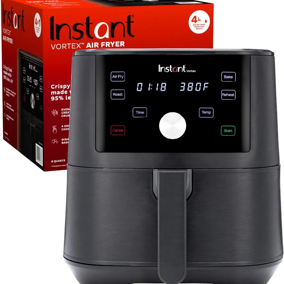 INSTANT POT - Freidora de aire Instant Pot Vortex 6QT XL 4 en 1 100+ recetas