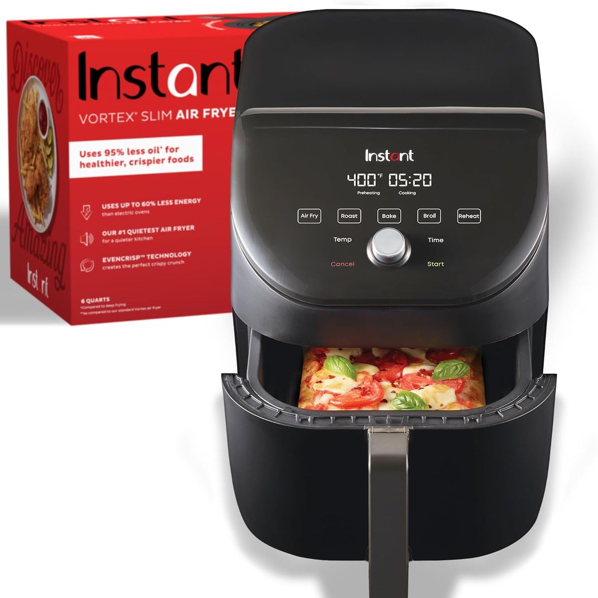 INSTANT POT - Freidora de aire Instant Pot Vortex Slim XL 6QT silenciosa y compacta