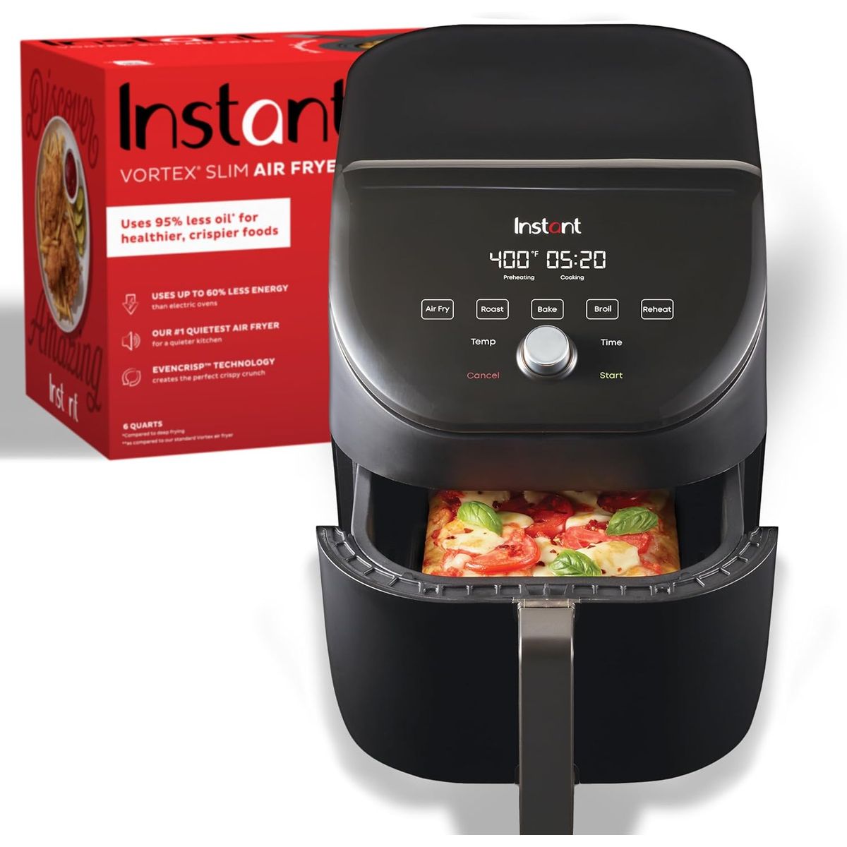 INSTANT POT - Freidora de aire Instant Pot Vortex Slim XL 6QT silenciosa y compacta