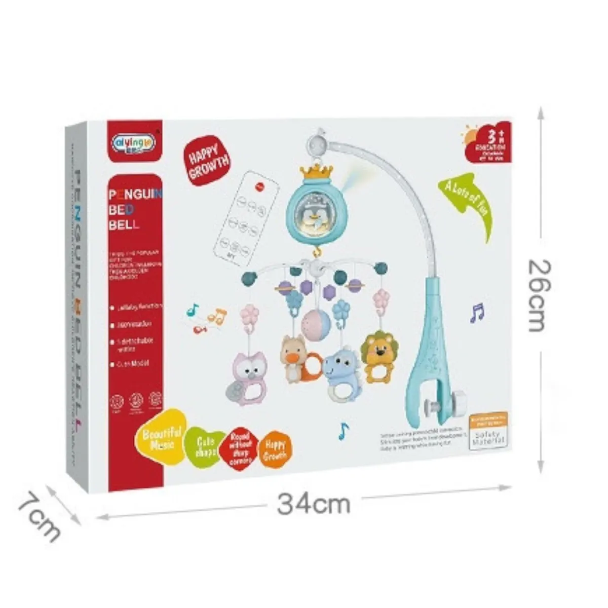 BIBI - Movil musical para cuna bebe con proyector y control remoto