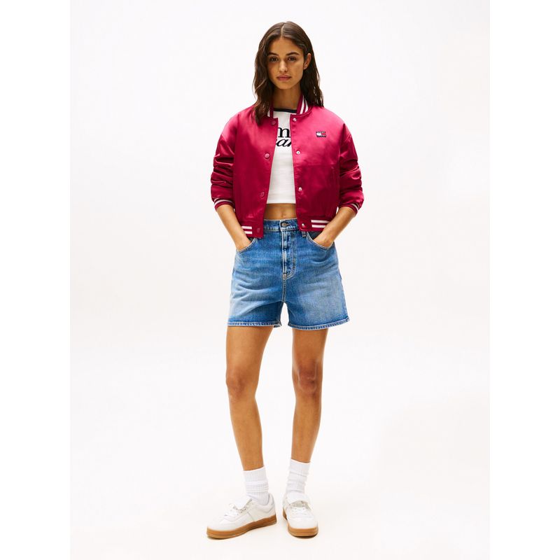 TOMMY HILFIGER - Chaqueta azul bomber de satén con parche Tommy Jeans