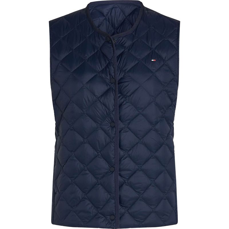 TOMMY HILFIGER - Chaleco azul acolchado con relleno de plumón Tommy Hilfiger