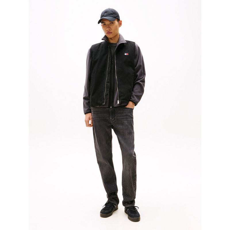 TOMMY HILFIGER - Chaleco negro de lona con cremallera Tommy Jeans