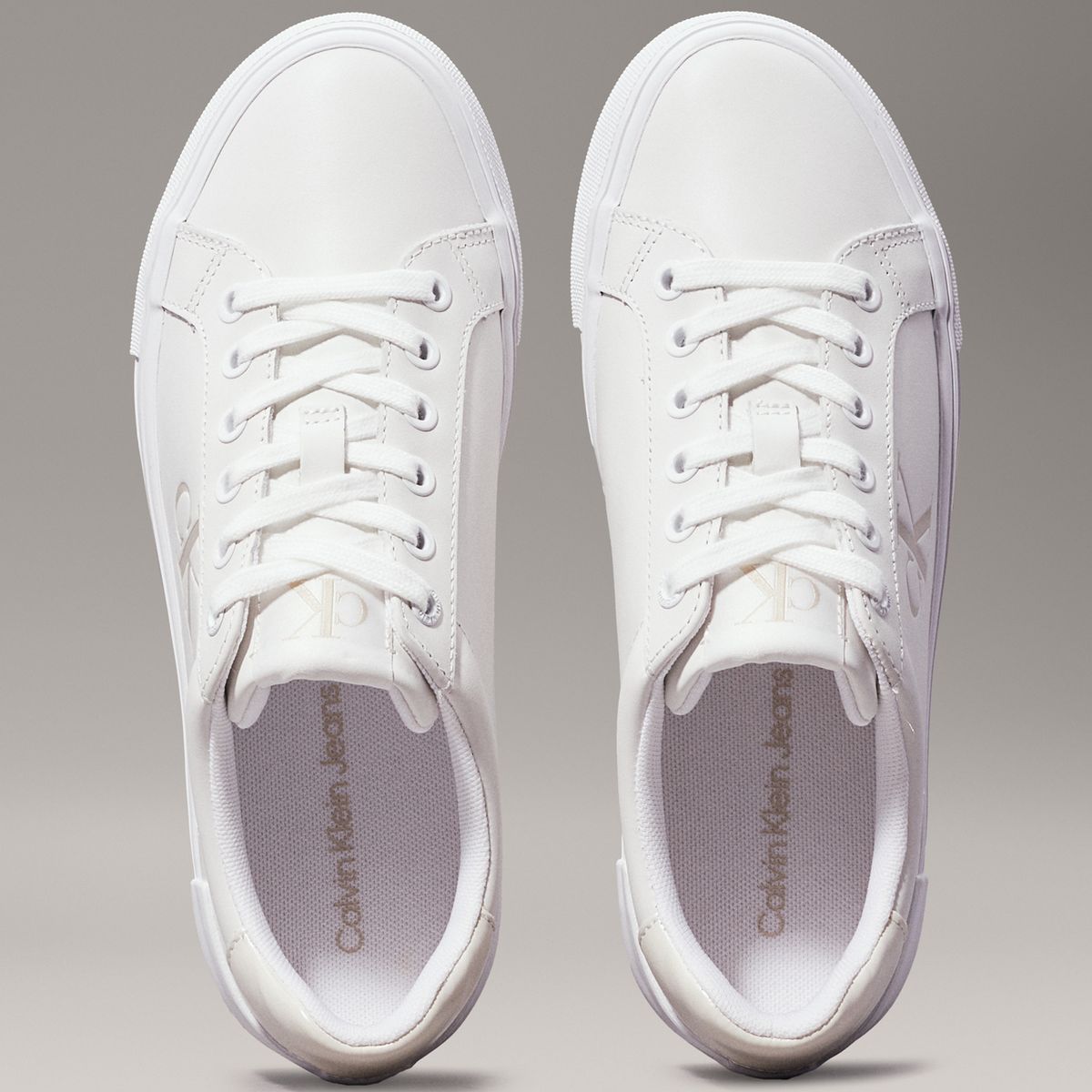 CALVIN KLEIN - Tenis blanco de plataforma de cuero Calvin Klein