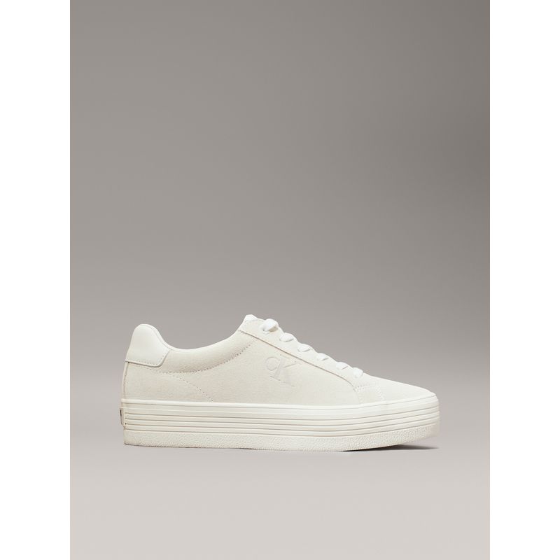 CALVIN KLEIN - Tenis blanco de ante de plataforma Calvin Klein