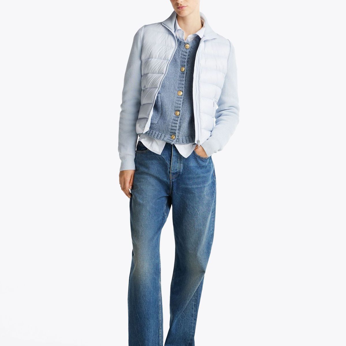 TOMMY HILFIGER - Chaqueta Celeste De plumón Con Mangas a Contraste Tommy Hilfiger