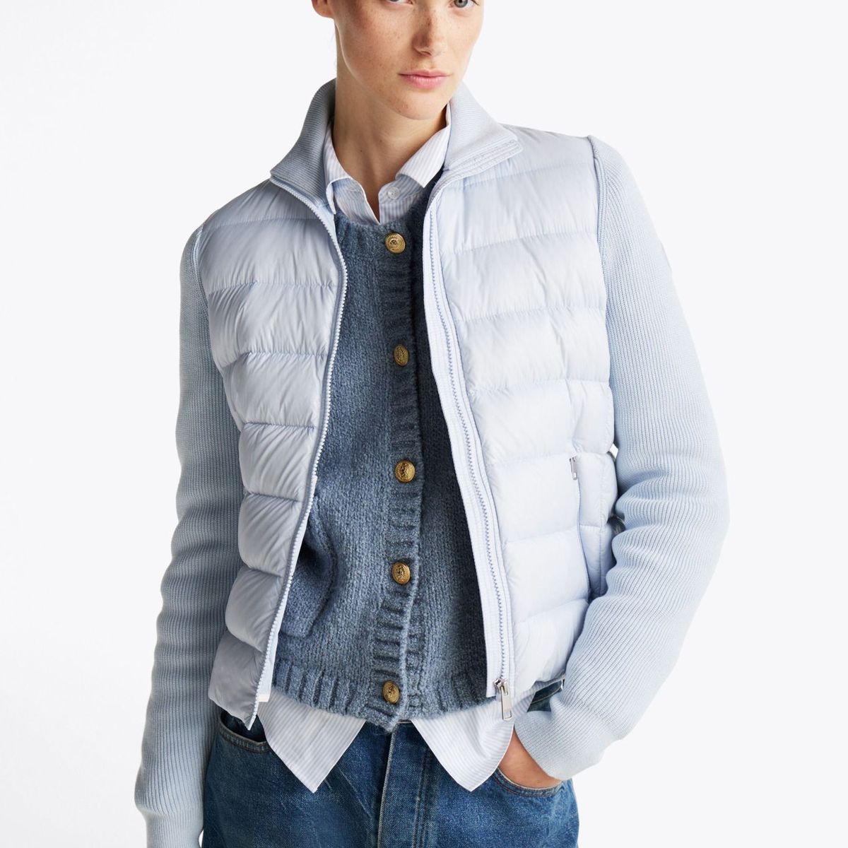 TOMMY HILFIGER - Chaqueta Celeste De plumón Con Mangas a Contraste Tommy Hilfiger