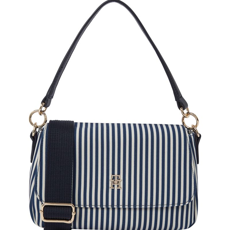 TOMMY HILFIGER - Bolso azul de hombro con correa cruzada en lona Tommy Hilfiger