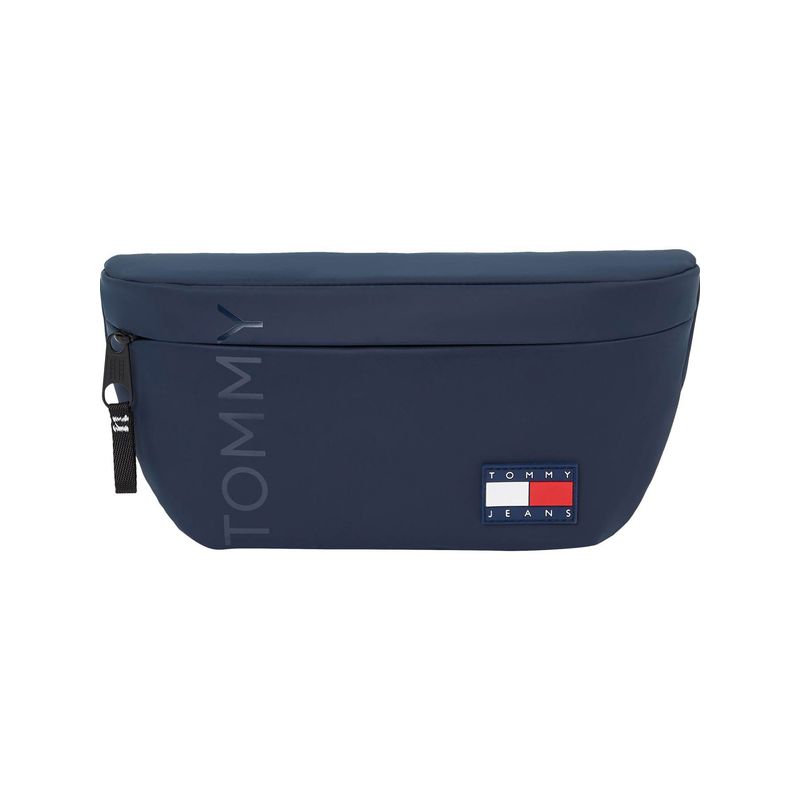 TOMMY HILFIGER - Canguro azul daily con logo engomado Tommy Hilfiger