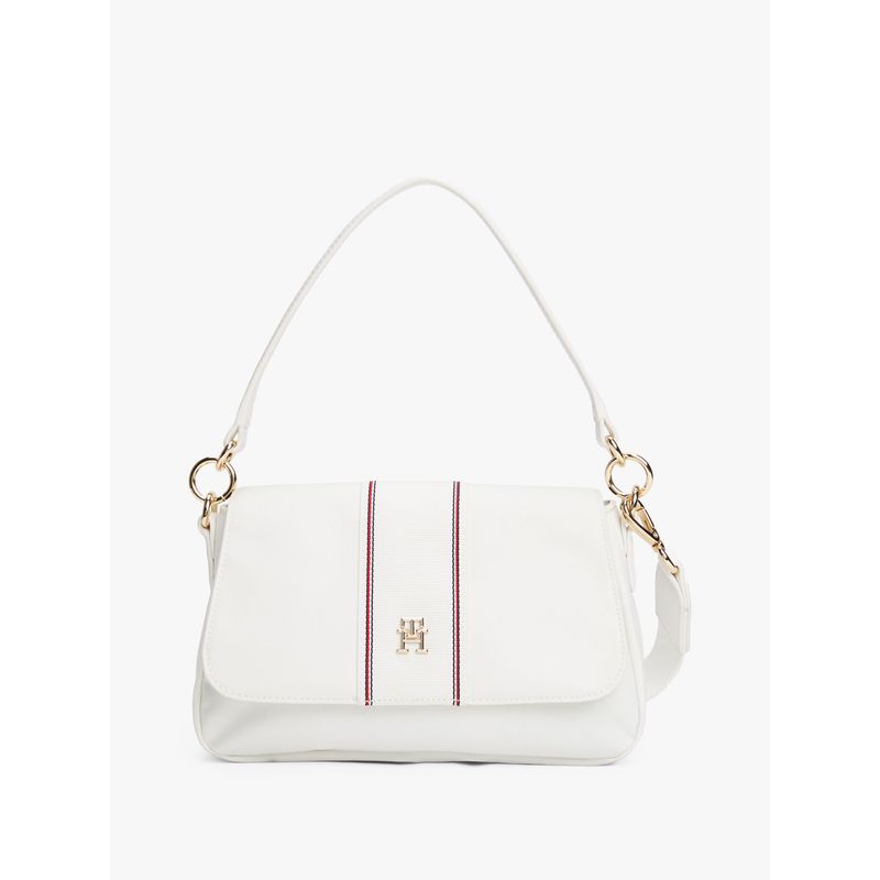TOMMY HILFIGER - Bolso blanco de hombro con monograma TH Tommy Hilfiger