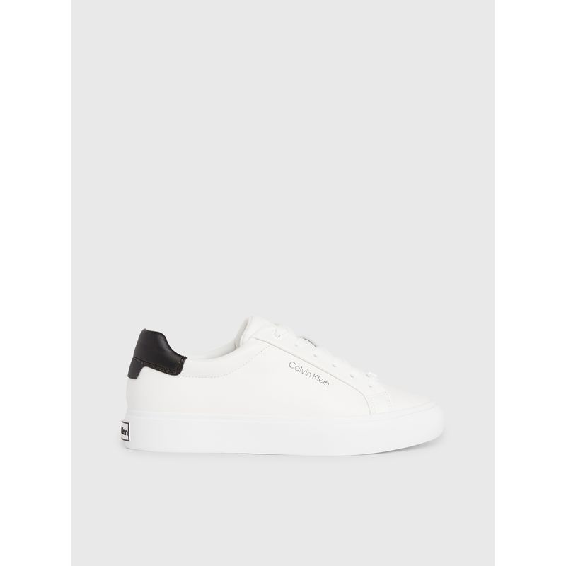 CALVIN KLEIN - Tenis blanco vulcanizado de cuero Calvin Klein