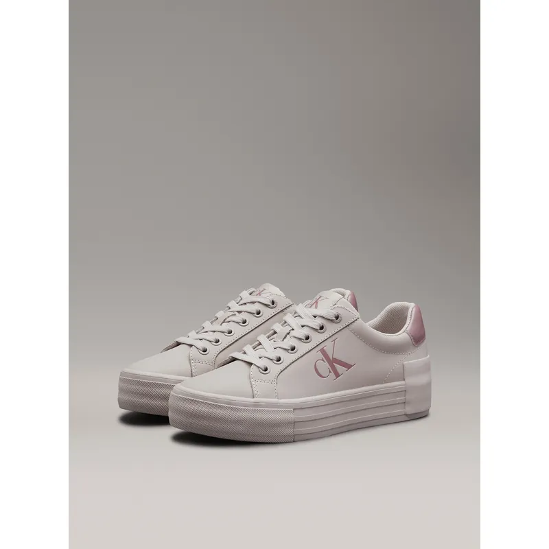 CALVIN KLEIN - Tenis rosado de plataforma de cuero Calvin Klein