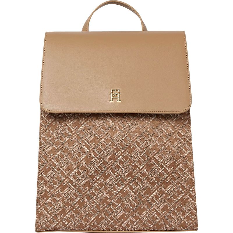 TOMMY HILFIGER - Morral beige Im latam jacquard de solapa Tommy Hilfiger