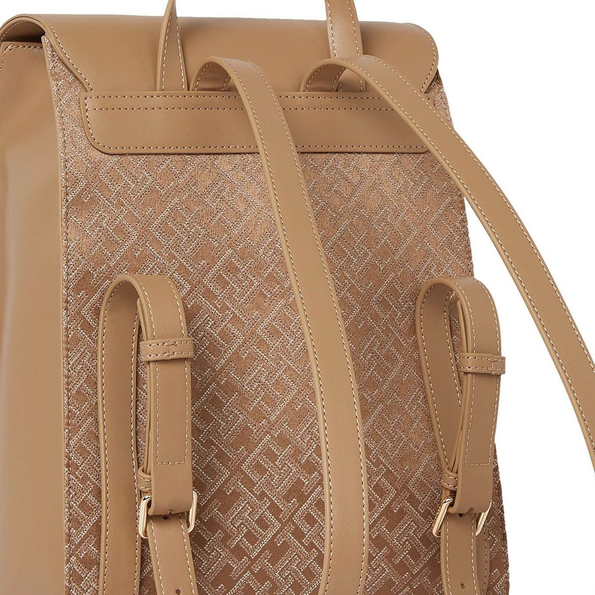 TOMMY HILFIGER - Morral beige Im latam jacquard de solapa Tommy Hilfiger