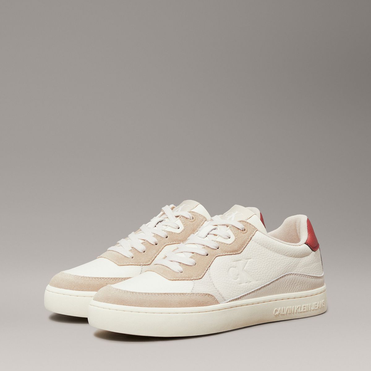 CALVIN KLEIN - Tenis blanco de cuero Calvin Klein