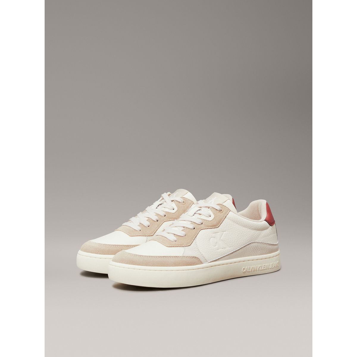 CALVIN KLEIN - Tenis blanco de cuero Calvin Klein