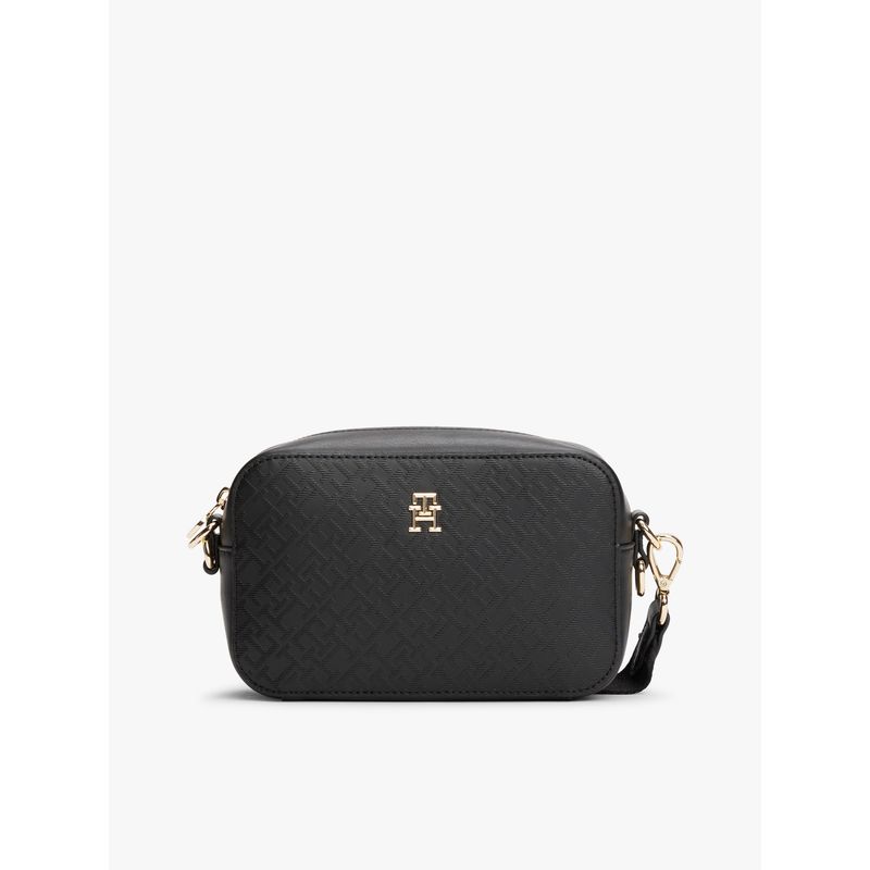 TOMMY HILFIGER - Bolso negro con monograma TH Tommy Hilfiger