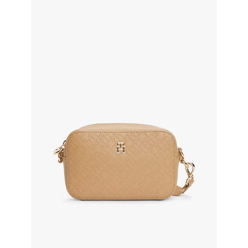 TOMMY HILFIGER - Bolso beige con monograma TH Tommy Hilfiger