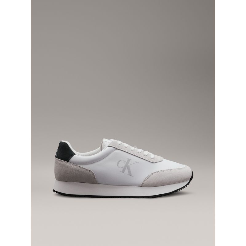 CALVIN KLEIN - Tenis blanco retro runner de ante Calvin Klein