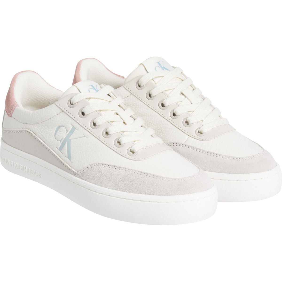 CALVIN KLEIN - Tenis blanco clásicos de cuero con cordones y suela cupsole Calvin Klein