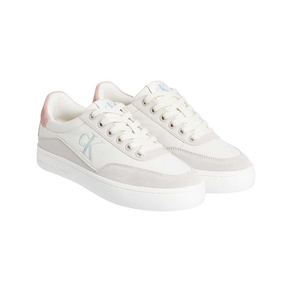 CALVIN KLEIN - Tenis blanco clásicos de cuero con cordones y suela cupsole Calvin Klein