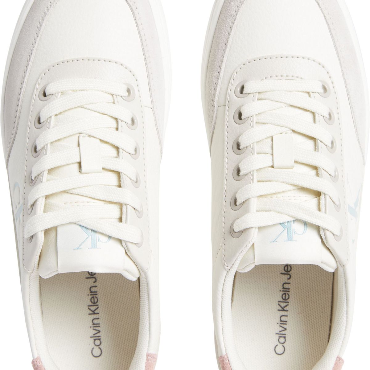 CALVIN KLEIN - Tenis blanco clásicos de cuero con cordones y suela cupsole Calvin Klein
