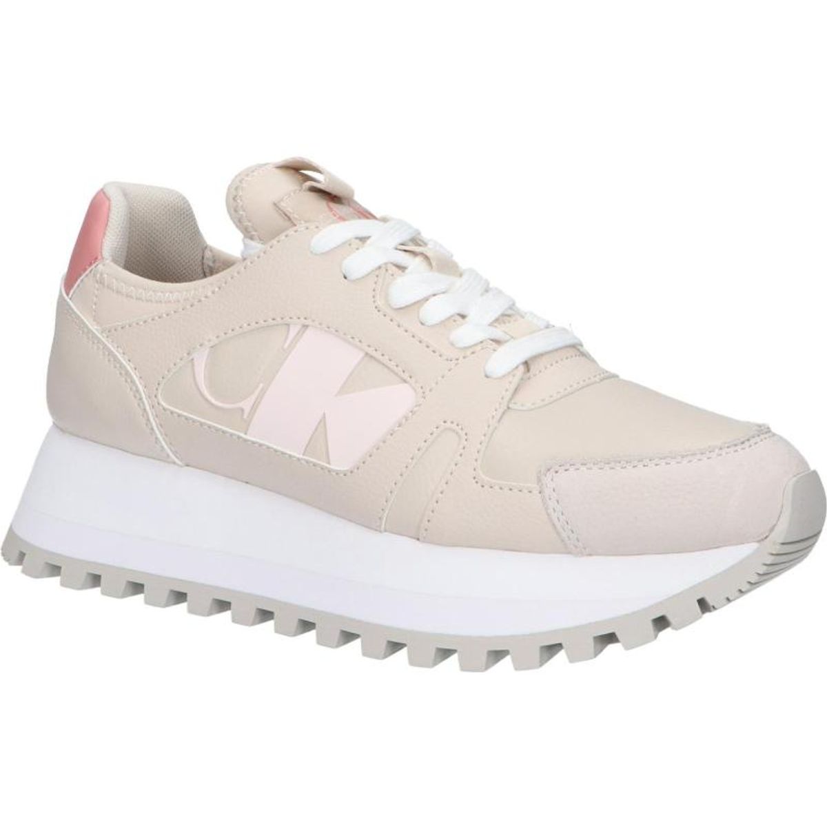 CALVIN KLEIN - Tenis beige runner de plataforma Calvin Klein