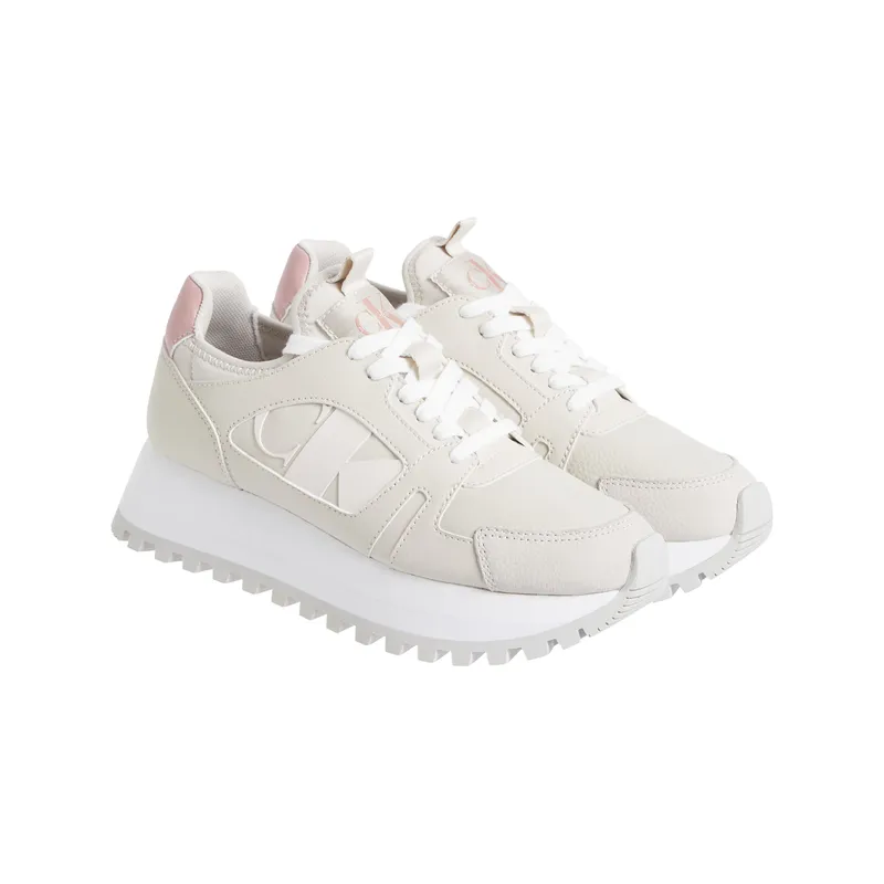 CALVIN KLEIN - Tenis beige runner de plataforma Calvin Klein