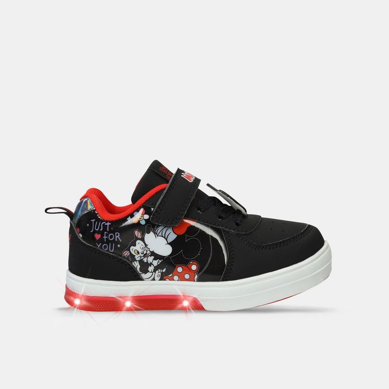 DISNEY - Tenis Con Luces Infantil Para Niña Bubblegummers Negro Nadia L 2Minnie 22-25
