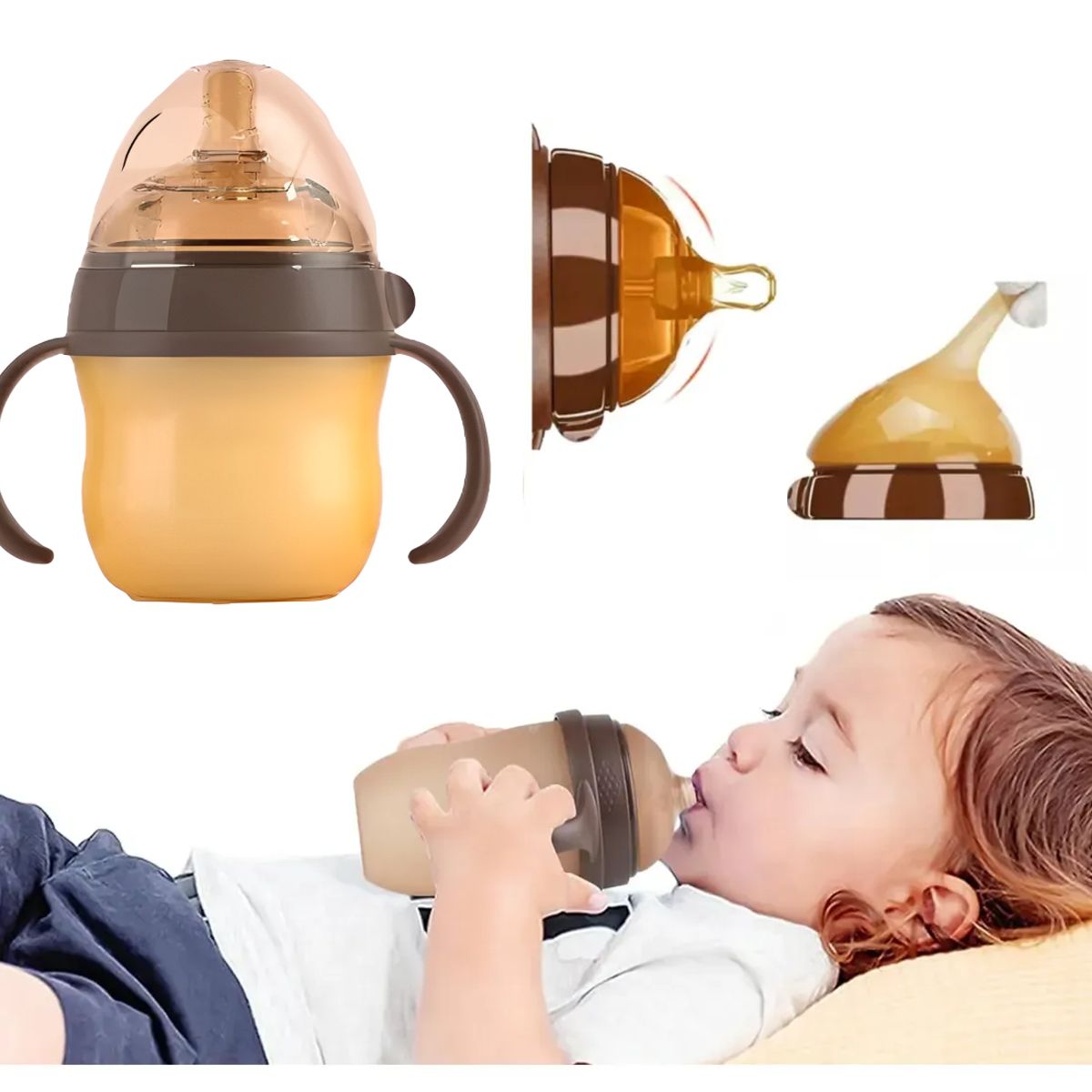 MILOPTS - Tetero Biberon Silicona Simulador Pecho Bebes 150ml