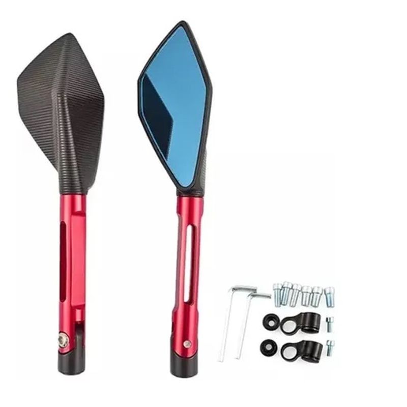 GENERICO - Espejos Tipo Rizoma 5 Puntas Universal Rojo - Omi