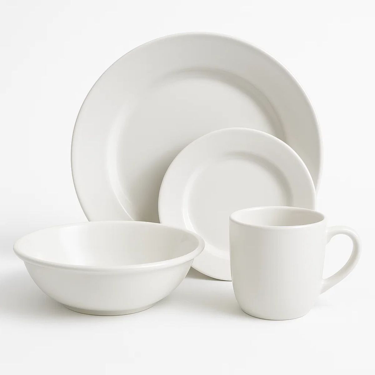 KW - Vajilla En Melamina Clasicc Blanca Redonda  16 Piezas 4 Puestos