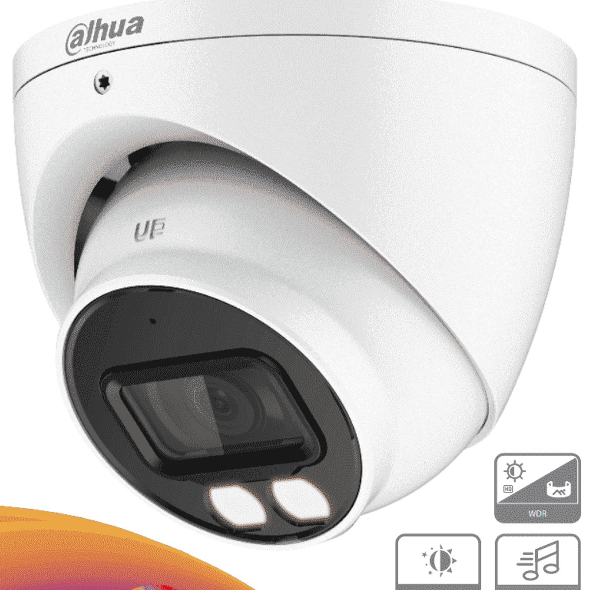 DAHUA - CAMARA DE SEGURIDAD DOMO FULL COLOR 5 MEGAPIXELES DAHUA 40 METROS MICROFONO 2.8M