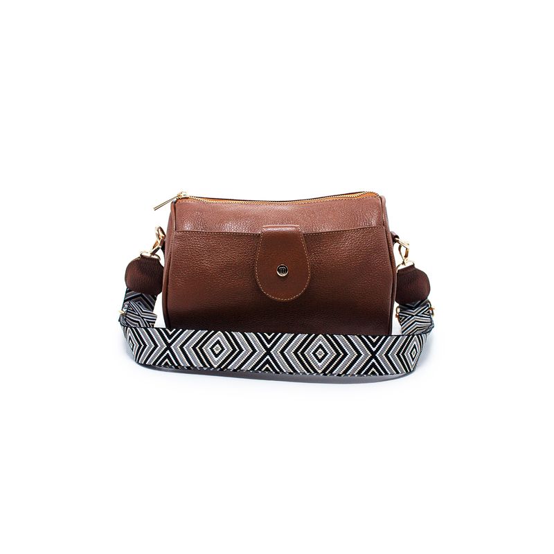 MACOLY - Bolso Manos Libres M402 Cuero miel x reata oro