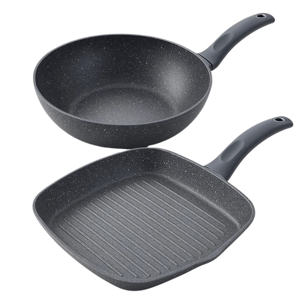 BERGNER - Set Orion Wok 28 cm Sartén Grill 28 cm Antiadherente Aluminio Forjado