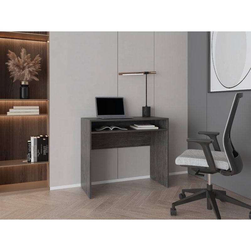 RTA DESIGN - Escritorio Estelar Plus Roble Gris Cuenta con Tres Entrepaños Laterales