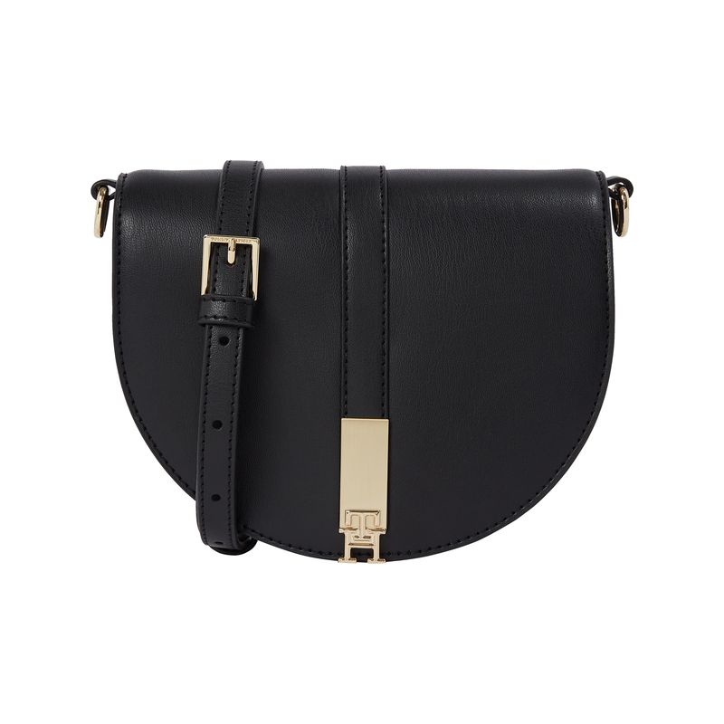TOMMY HILFIGER - Bolso negro saddle Heritage con correa cruzada Tommy Hilfiger