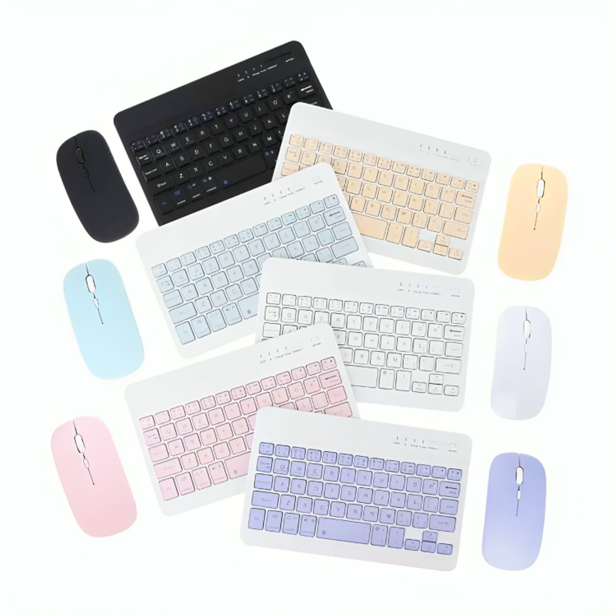 GENERICO - Teclado Bluetooth Recargable Mouse Keyboard Color Pastel Kit