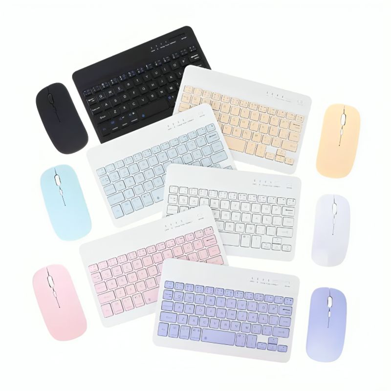 GENERICO - Teclado Bluetooth Recargable Mouse Keyboard Color Pastel Kit
